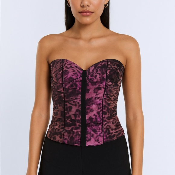 bebe Tops - BEBE CORSET PINK PURPLE BLACK CROP TOP S